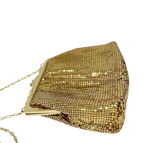 Vintage Whiting & Davis Mesh Clasp Purse-Gold with Shoulder Chain - Picture 3 of 9